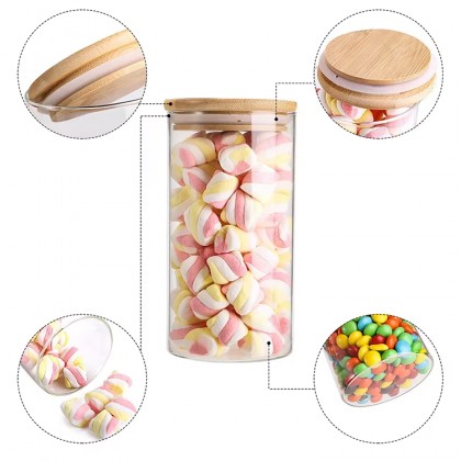 Clear Glass Empty Glass Test Tube With Cork Tops Tube Food Storage Coffee Bean Dry Flower Pill Glass Bottle With Bamboo Lid