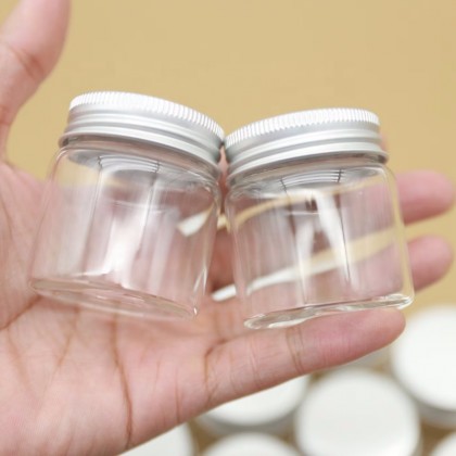 Mini Glass Bottles 47*50mm 50ml Glass Bottles Test Tube Silver Screw Cap Storage GLASS Jars Containers Transparent Vial Bottles