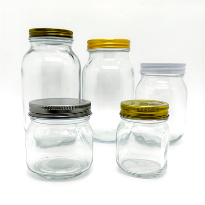 Empty 8oz Square Round Glass Mason Jar 250ml Giant Mouth Mayonnaise Honey Jam Container Jar for Food Storage