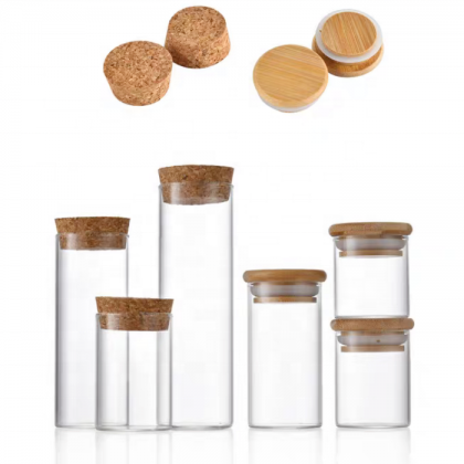 Wooden Stopper Glass Tube Vials Various Sizes Wishing Glass Bottle Glass Jars With Cork Lids for Kitchen Food Storage Containers