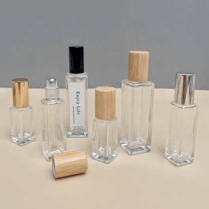 Custom 10ml 15ml Essential Oil Roller Glass Bottle Deodorant Clear Square Glass Roll on Bottles