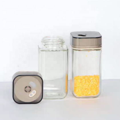 120ml Square Glass Spice Shaker Lid with 3 Shaking Holes Rotating Feature Modern Design Style for Salt Pepper