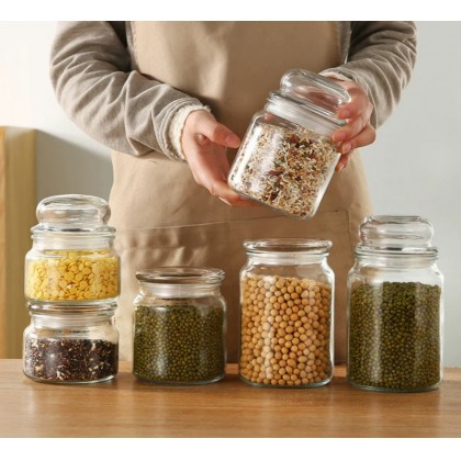 Whole Sale High Borosilicate Round Glass Food Scented Tea Storage Jar With Lid