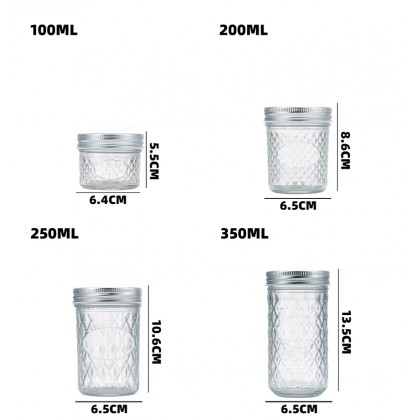 Various Size Caviar Glass Jar Wide Mouth 100ml 200ml 250ml 300ml 350ml 500ml 650ml With Metal Lid