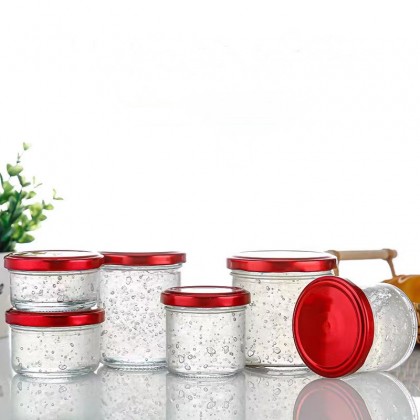 Wholesale 50ml 75ml 100ml Glass Bird's Nest Jar Streak Glass Salsa Pudding Jar W/ Metal Cap