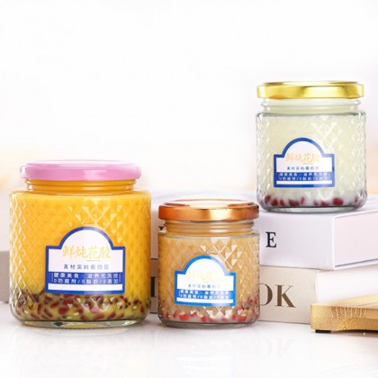 Clear Round Vertical Strip Glass Jar With Easy Open Lid for Bird Nests-Empty Glass Container Bottle