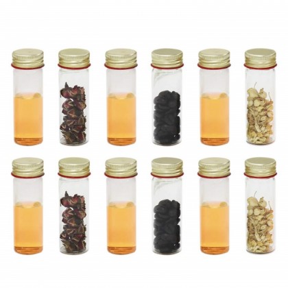 Scientific Sample Tubes 25ml With Screw Aluminum Caps, Small Spice Containers 1oz 3.3 Borosilicate Glass Tubes for Candy , Bean