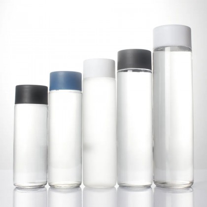 Hot Sale Clear 300ml 500ml 800ml Empty Voss Glass Bottle for Juice Water Milk Drinks Soda With Plastic Cap
