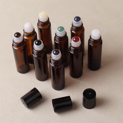 10ml Amber Glass Roll on Bottle with Stainless Roller