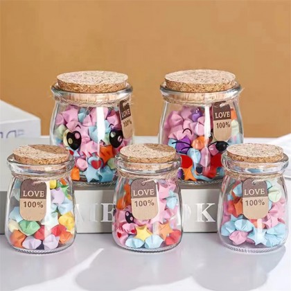 Hot Sales Stock Pudding Yogurt Glass Jars 100ml 150ml 200ml With Plastic or Cork or Screw Tinplate Lid