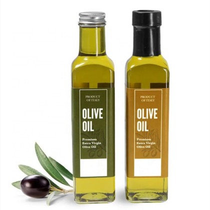 Popular Custom 250ml 500ml 750ml Dark Green Glass Cooking Olive Oil Empty Bottles with Seal Plastic Lids