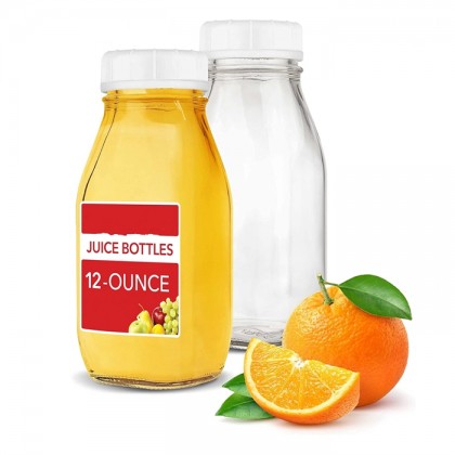 12 oz Food Grade Glass Bottles 350 ml 500 ml 300ml Glass Juice Bottles With Caps Juice Containers With Lids for Cold Beverages