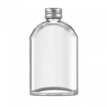 Customized Factory Price Flat Brandy Whisky Gin Tequila Glass Bottle 250ml 500ml Oval Shape Flask Glass Spirits Bottle