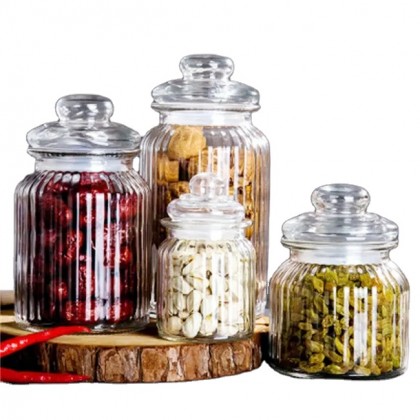 Economy Glass Bottles for Wholesale 230 ML to 650 ML Transparent Sealed Jars Household Use for Pickles and Grains Storage