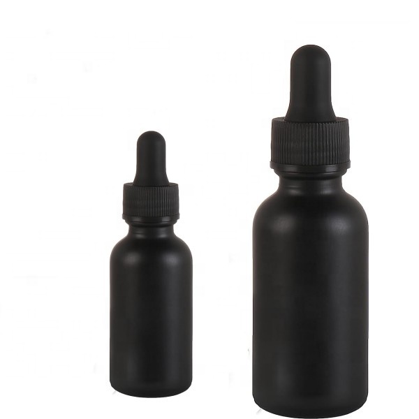 Luxury 1oz 2oz 5ml 10ml 15ml 30ml 100ml Cosmetic Packaging Empty Matte Black Serum Essential Oil Glass Dropper Bottle With Box