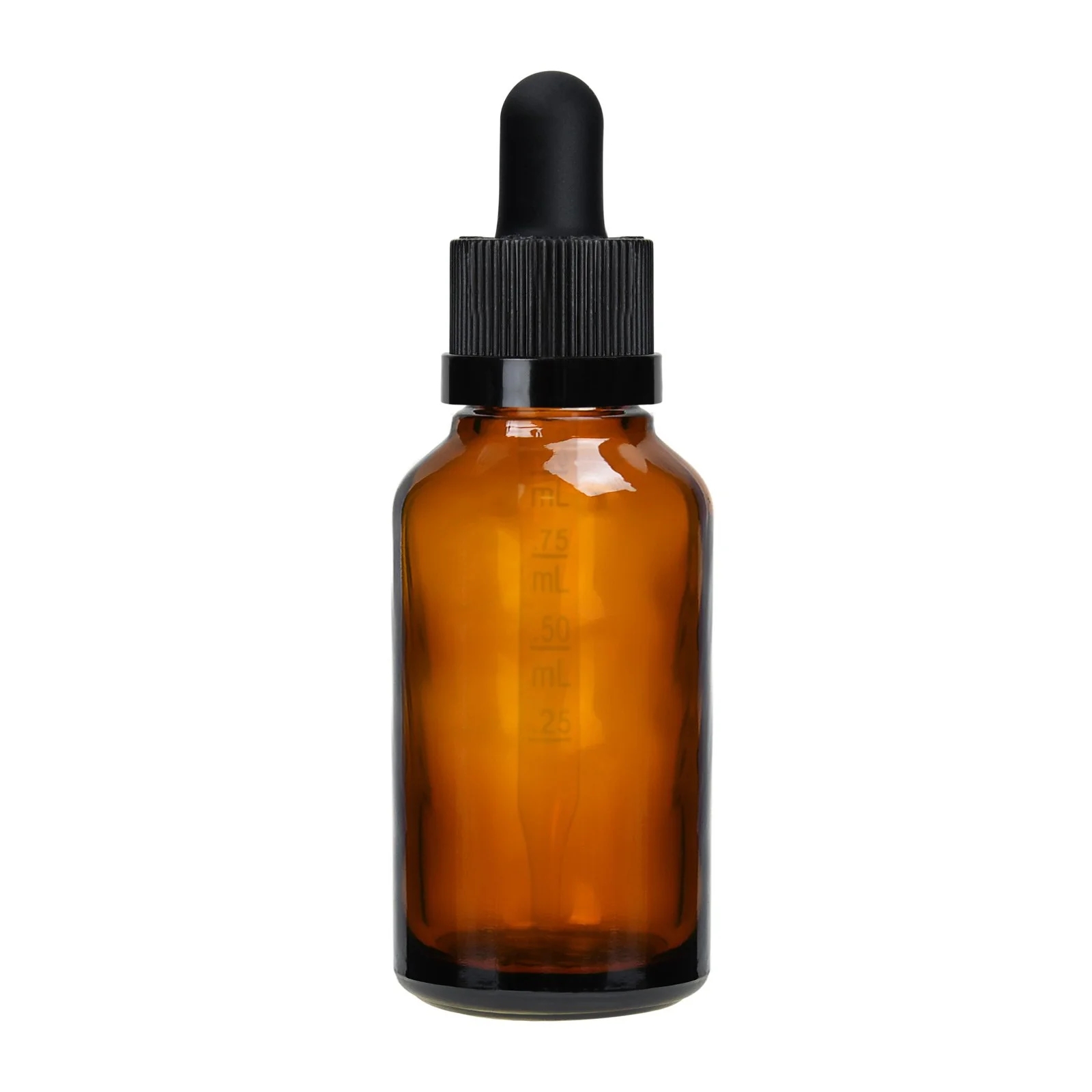 1/2 Oz. 1 Oz.Amber Boston Round Glass Black Child Resistant Dropper Bottle, 18mm 18-400 Glass Bottle
