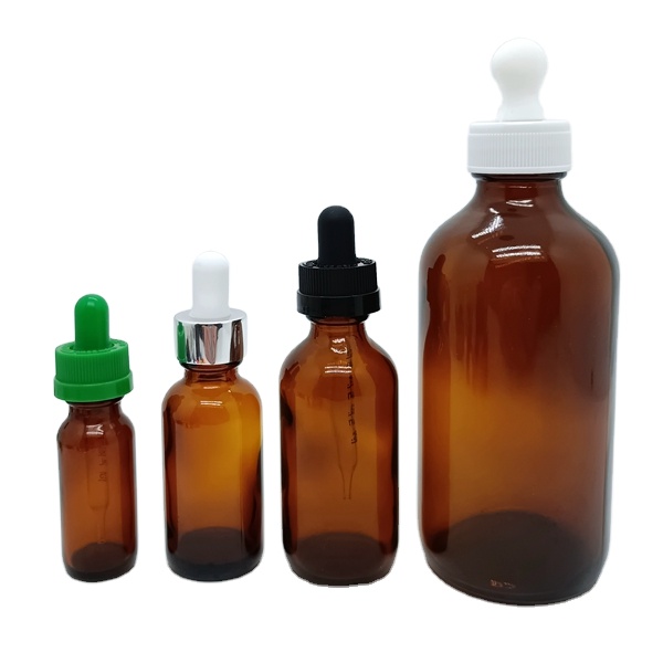 1/2oz 1oz 2oz Euro Dropper Bottle Child Resistant Essential Oil Glass Dropper With Black Polypropylene Cap.
