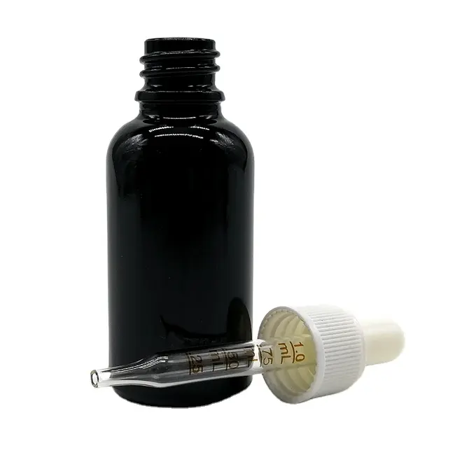 Wholesale Empty 5ml 10ml 15ml 20ml 30ml 50ml 100ml Skin Care Essence Glass Black Essential Oil Bottle With Dropper