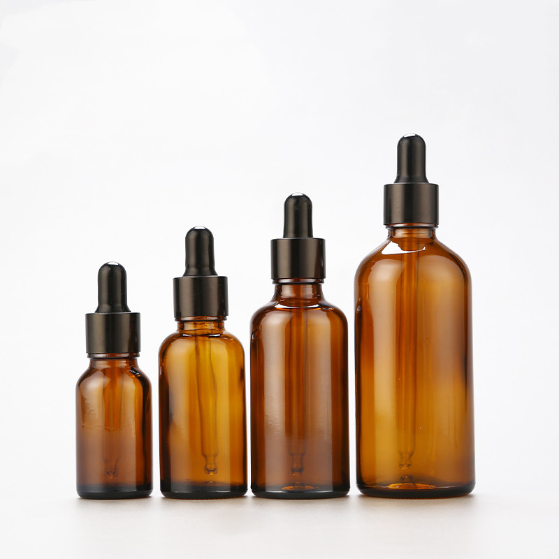 50ml 100ml  Cheap Essential Oil Dropper Bottles Plastic Black Dropper Glass Bottles