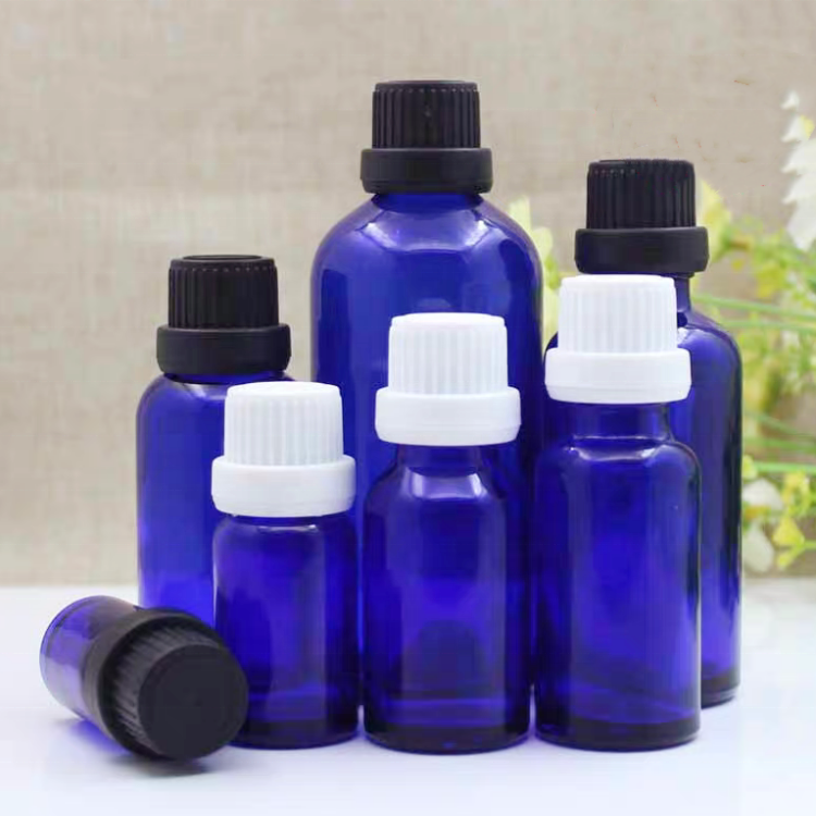 5ml 10ml 15ml 20ml 30ml 50ml 100ml Blue Glass Essential Oil Sample Bottles Vials With Orifice and Cap for Perfume Aromatherapy