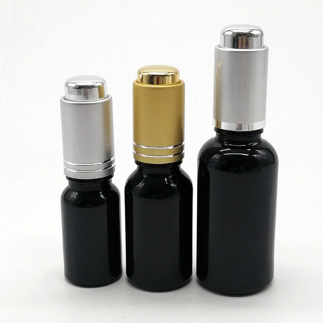 Perfume Wholesale 5ml 10ml 15ml 20ml 30ml 50ml Cosmetic Serum Push Button Gold Luxurious Glass Eye Bottles With Dropper 100ml Dropper