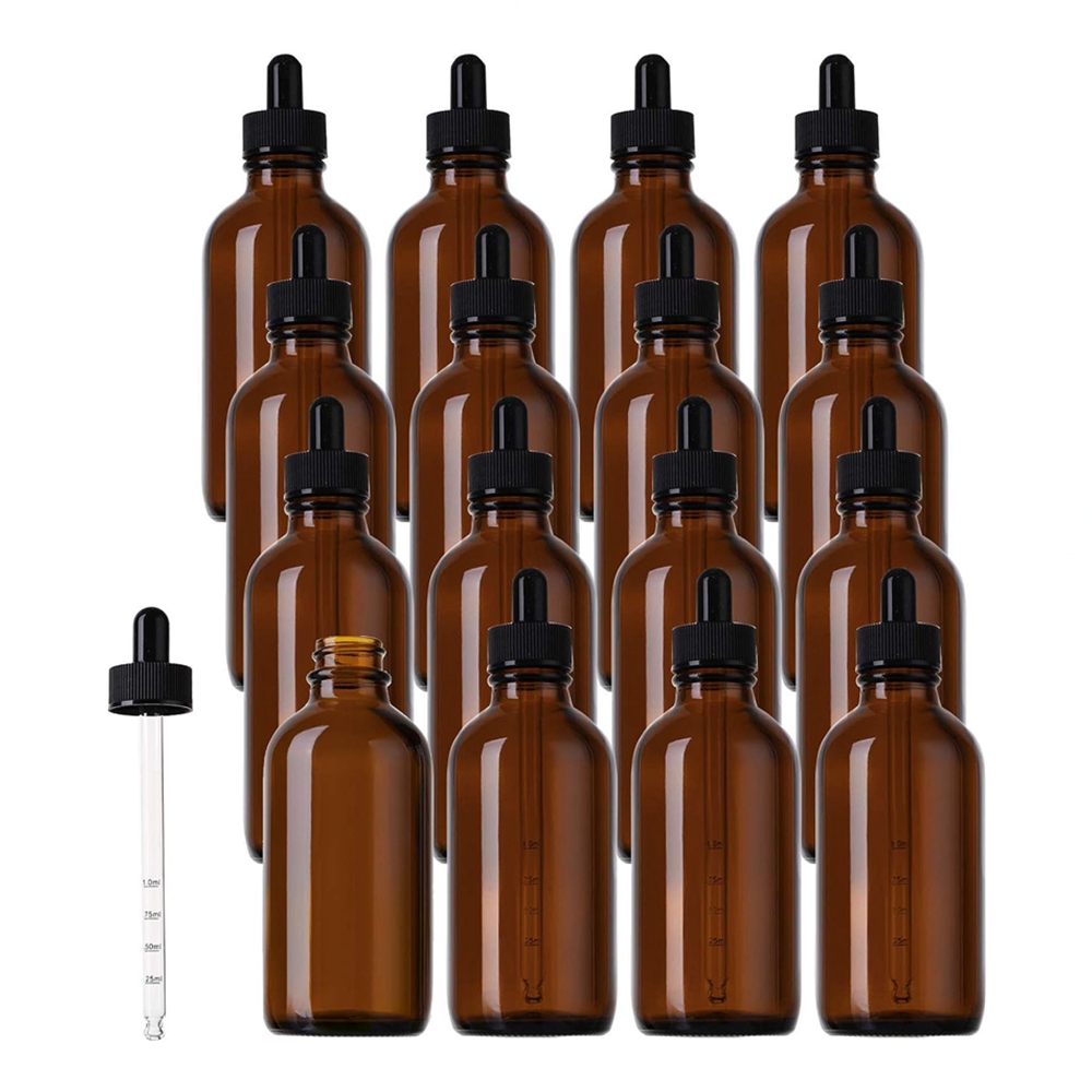 Glass Dropper Bottles 4 Oz/120ml Amber Glass Tincture Bottles With Graduated Glass Eye Droppers for Essential Oils