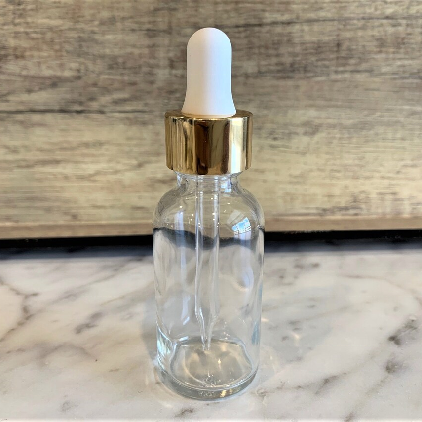 clear Empty boston 5ml 10ml 15ml 20ml 30ml 50ml 100ml Glass Bottle With Gold White Dropper for Hair Oil