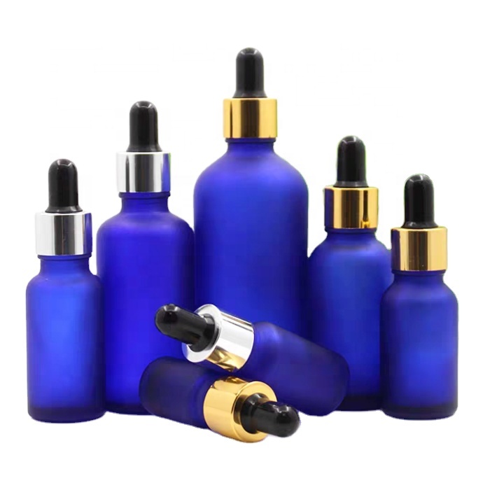 Blue Matte Essential Oil Glass Dropper Bottles 5ml 30ml 100ml Empty Serum Bottle Green Transparent Amber Dropper Bottle