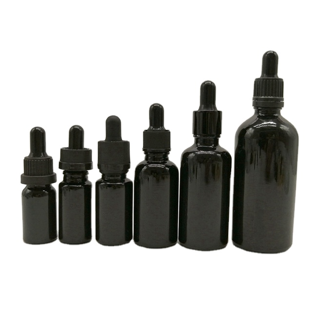 Luxury 30ml Custom Glass Dropper Bottle Matte Black White Pink Green Blue for Cosmetic Use With Colorful Dropper
