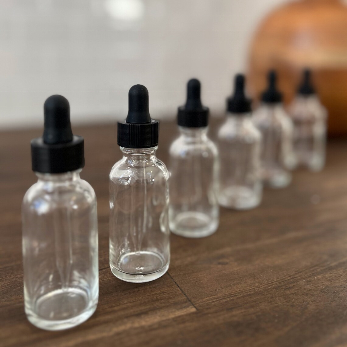 Wholesale 1oz 30ml boston Round clear Glass Essential Oil Dropper Bottle
