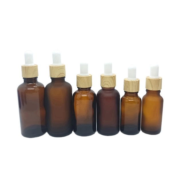 Frosted Amber Vials 5ml 30ml  Essential Oil Glass Dropper Bottles  Brown Bottles 1oz Beard Oil Containers With Bamboo Dropper
