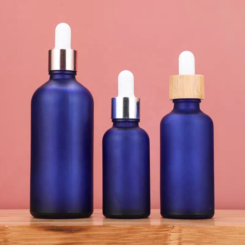 Wholesale Glass Dropper Bottle Matte Blue Essential Oil With Dropper 5ml 10ml 15ml 20ml 30ml 50ml 100ml Glass Bottle Packaging