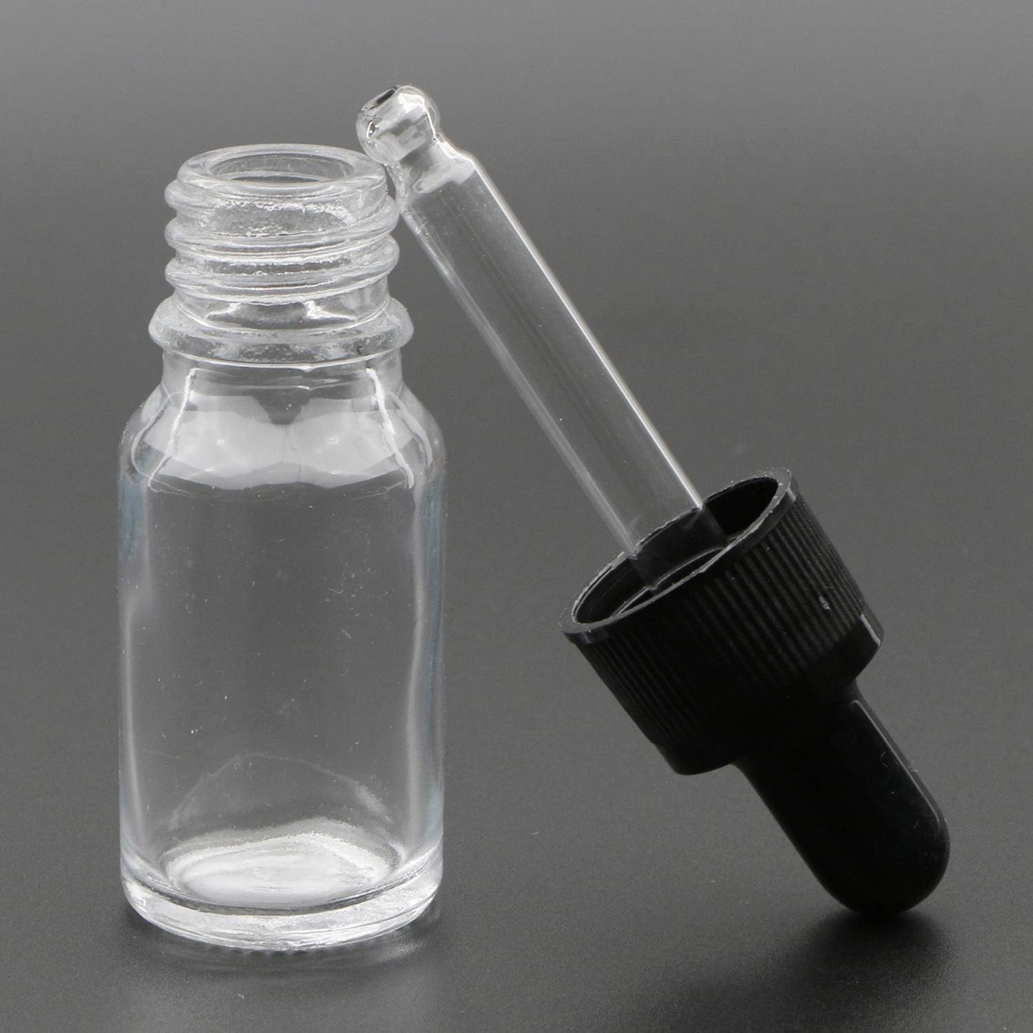 10ml Glass Bottles for Essential Oils Transparent/Clear Refillable Empty Bottle With Glass Dropper Black Cap for Screen Printing