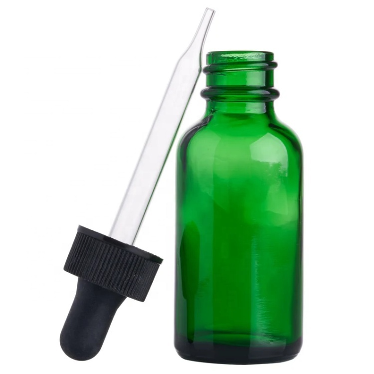 Wholesale Green 15ml 30ml 60 Ml 120ml 240ml Glass Boston Round Bottle With Dropper Cap