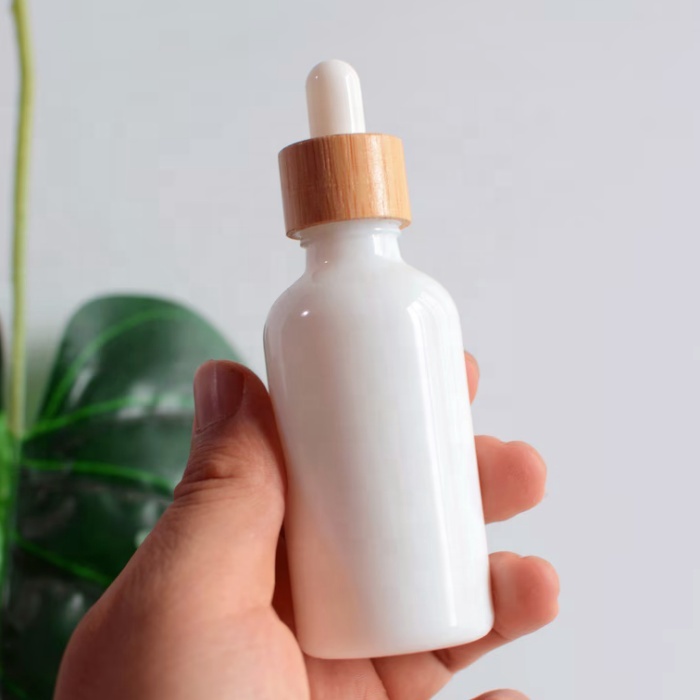 5ml 10ml 15ml 20ml 30ml 50ml 100ml White Porcelain Glass Essential Oil Bottle With Bamboo Dropper Cap for Oil Gb-666s
