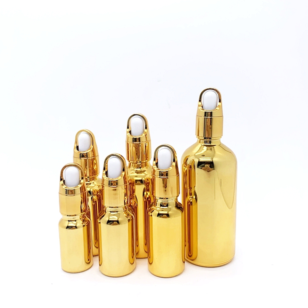 Luxury 10ml 30ml 50ml Glass Dropper Bottle With Electroplating Screen Printing for Eye Drop Skin Care Cream Essential Oil Bottle