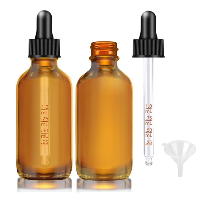 Dropper Bottle 2 oz 50ml  Amber Glass Eye Dropper Bottles With Funnel, Tincture Bottle With Measured Dropper