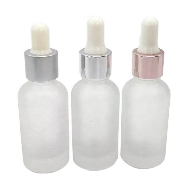 Custom 1oz 10ml 30ml 50ml 100ml Luxury Clear Matte Oil Glass Round Cosmetic Dropper Bottle 1/2 Oz 15ml