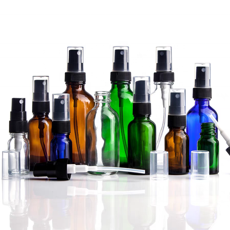 Empty Cosmetic Essential Oil Use Clear Blue Amber Glass Boston Bottles With Screw Cap Dropper Bottle 30ml 60ml Supplier
