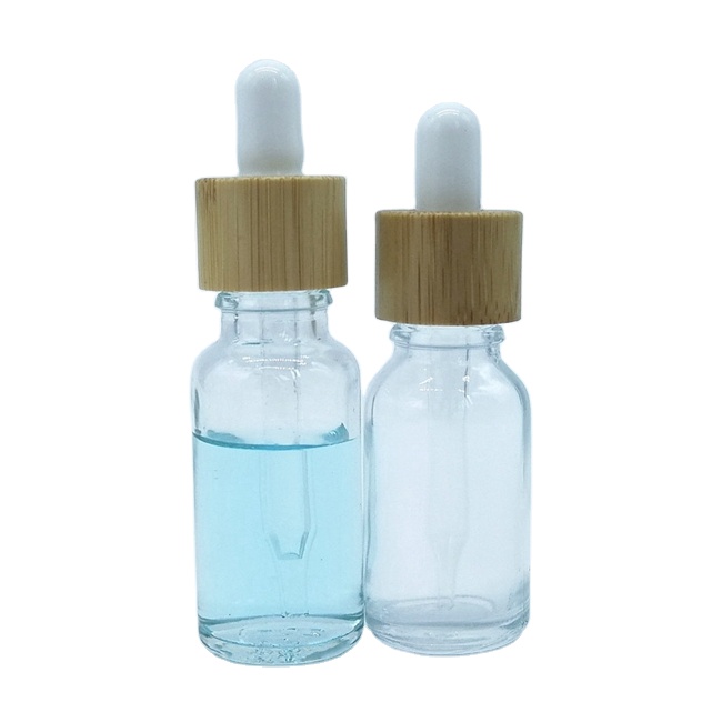10ml Amber Essential Oil Cylinder Glass Dropper Bottle With Bamboo Cap for Cosmetic Use for Hair Body Facial Serum Oil