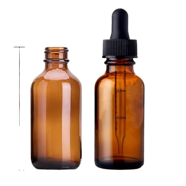 Wholesale Stock Clear Boston Glass Dropper Bottle 30ml-60ml Cosmetic Essential Oil Custom Logo 1/2 oz 1oz 2oz 4oz Printing