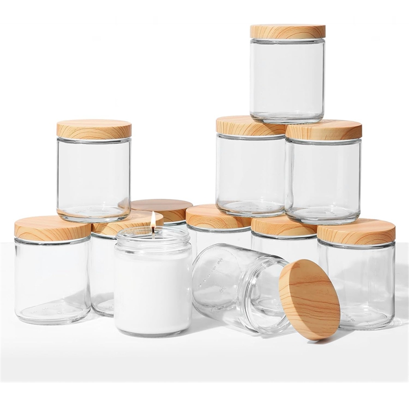 12 Pack 8oz 8 oz Thick Glass Jars With Lids, Clear Round Containers Empty Food Storage Containers for Candy , Canning, Spices