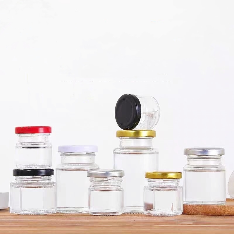 Mini Honey Jar Recyclable 25ml 35ml 45ml Honey Jam Glass Bottle for Honey Jam With Metal Lid