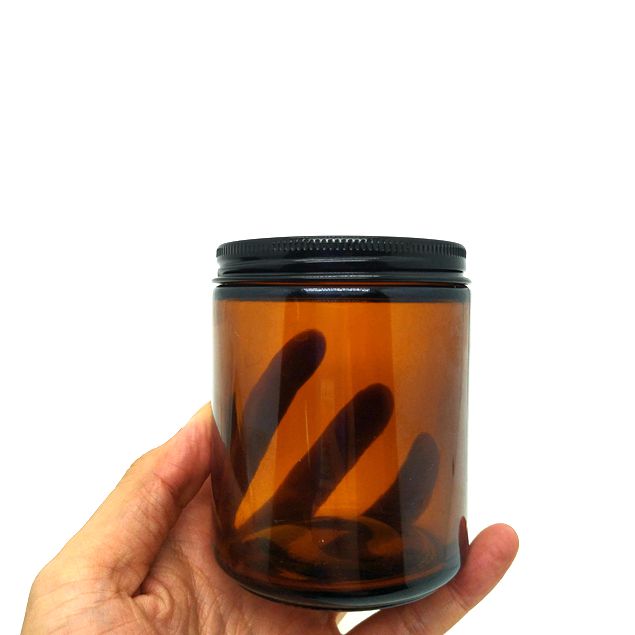 Wholesale Luxury Empty 4oz 8oz 16oz Storage Clear Amber Jar Glass Candle Jar Manufacturer for Candle With Metal Lid Glass Bottle Glass Jar