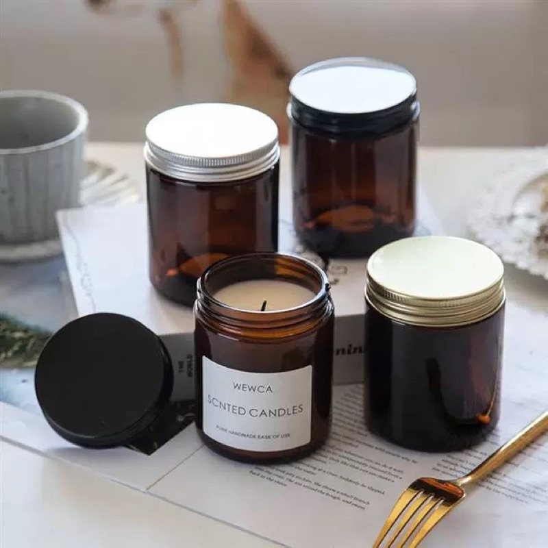 2oz 4oz 6oz 8oz  12oz 16oz Amber Glass Jar With Aluminium Lid