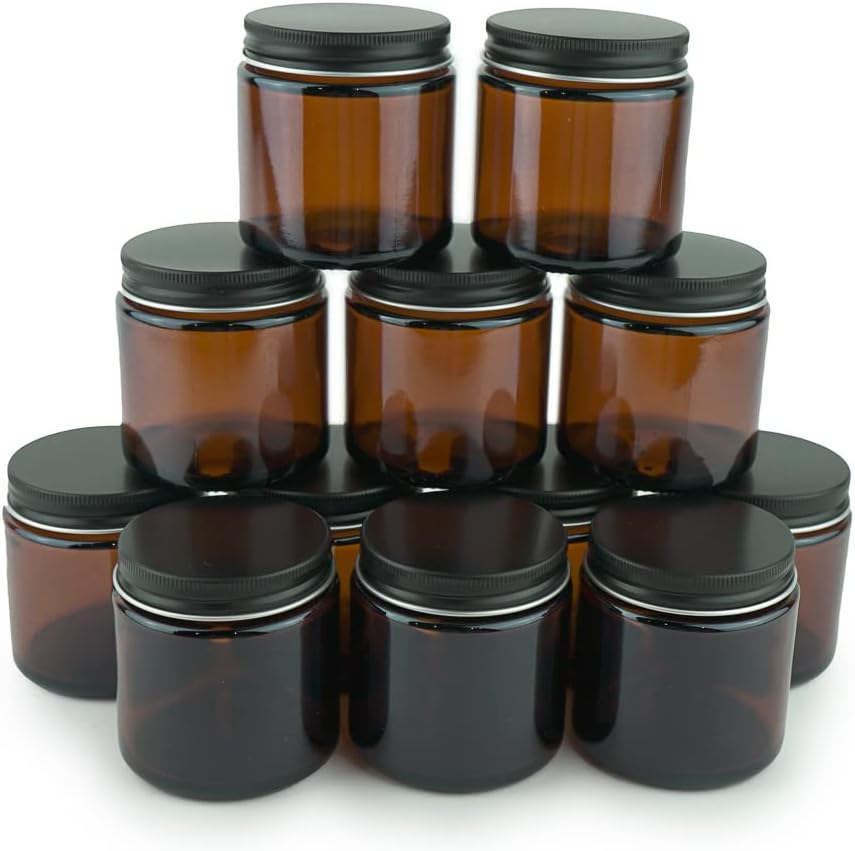 Wholesale 4oz 16oz Amber Glass Candle Jars Scented Candle Making Glass Jar Round Candle Containers With Lid