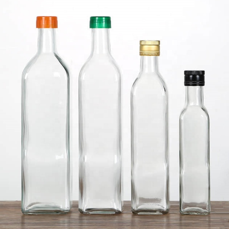 100ml 250ml 500ml 750ml 1000ml Glass Clear Amber Green Olive Oil Bottles Round and Square Shape Cooking Oil Bottles