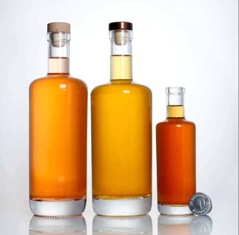 Recyclable 200ml 375ml 500ml 750ml 1000ml Round Empty Flint Glass Liquor Wine Gin Whisky Vodka Alcohol Tequila Glass Bottle