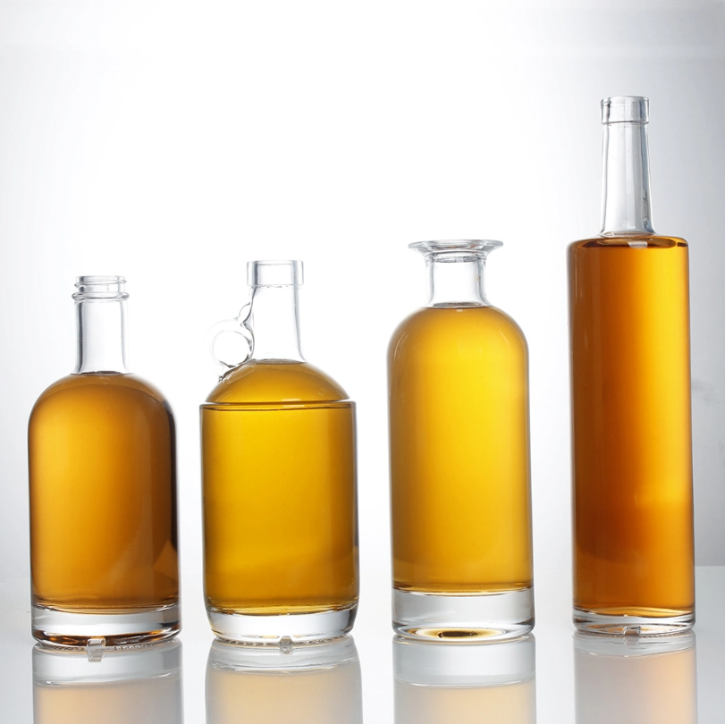 Glass Bottle Manufacture High Quality Spirts Rum Gin Whisky Cognac Liquor Brandy Vodka Glass Bottle With Cork