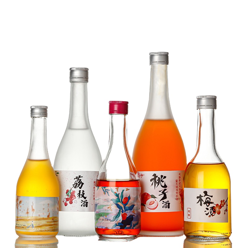 Wholesale Custom 50ml 375ml 500ml 750ml Long Neck Empty Glass Bottles for Beverages Alcohol Spirit Wine Clear Frosting Liquor